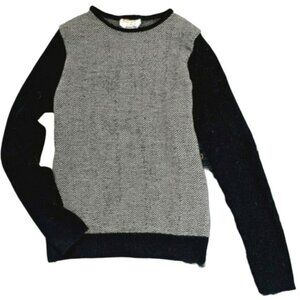 Talbots Women's Sweater Size XS Black Grey Merino Wool Made in Italy Office